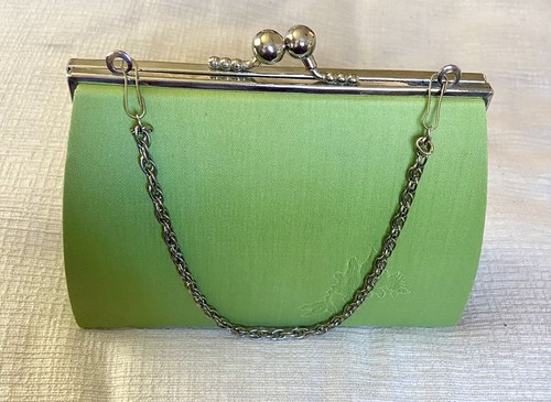 Vintage 50's CHRISTMAS Green Evening Handbag HOLIDAY COCKTAIL PARTY Purse