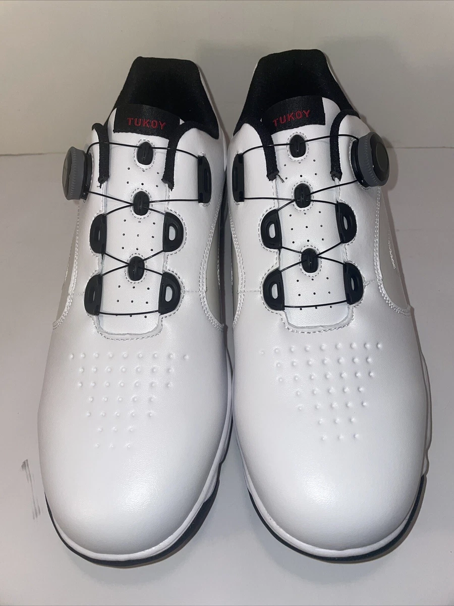 TUKOY Mens Golf Shoes Soft Spikes Quick Steel Lace Size 9.5 Fits