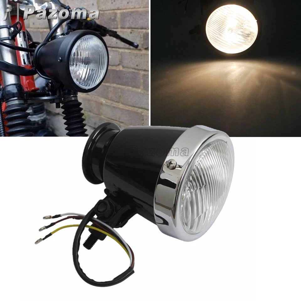 Faro faro retro H4 para motocicleta Harley Honda Suzuki Café Racer 4"" Foto 4 de 4
