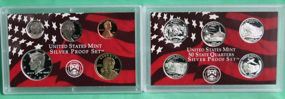 2006 S United States Mint ANNUAL 10 Coin SILVER Proof Set with Box and COA - Image 3 of 4