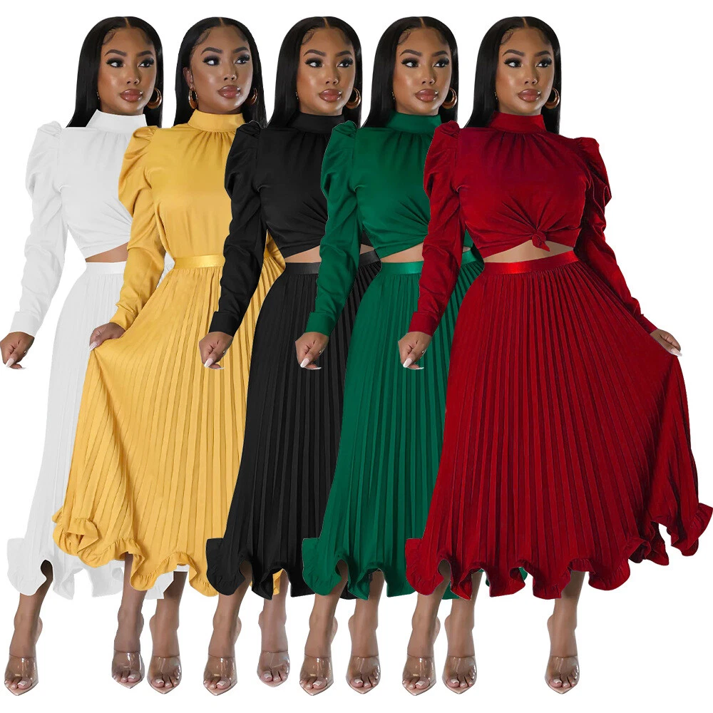 Long puff sleeve outlet skirt