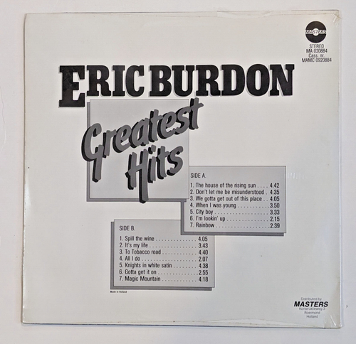 Eric Burdon Greatest Hits - Vinyl - Compilation - 1974 - Masters - MA 020884 - Picture 3 of 4