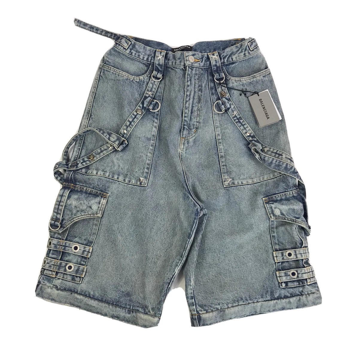BALENCIAGA RAVER RELAXED FIT WIDE LEG PALE BLUE 2 In 1 DENIM JEANS ...