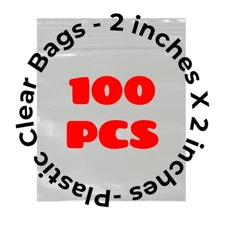 100pcs 2" x 2" Dime Bags Zip Lock Plastic Square Clear Ziplock Bag Jewelry Coin