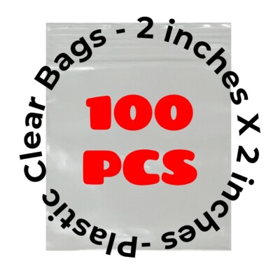100pcs 2'' x 2'' Dime Bags Zip Lock Plastic Square Clear Ziplock Bag Jewelry Coin