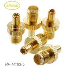 5-Pack TS9 Male Plug to SMA Female Jack Gold-Plated RF Adapter, RF-M183-5