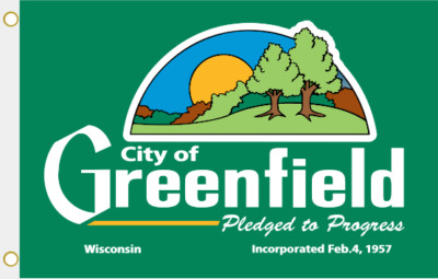 Fahne Flagge Greenfield City (Wisconsin) Hissflagge 90 x 150 cm