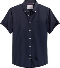 Men's Short Sleeve Oxford Shirt Regular Fit Button-Down Collar with Chest Pocket