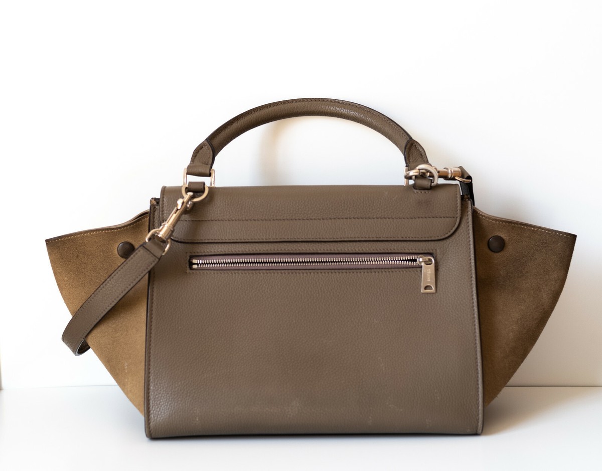 Celine Small Trapeze Bag Calfskin & Suede Taupe | eBay