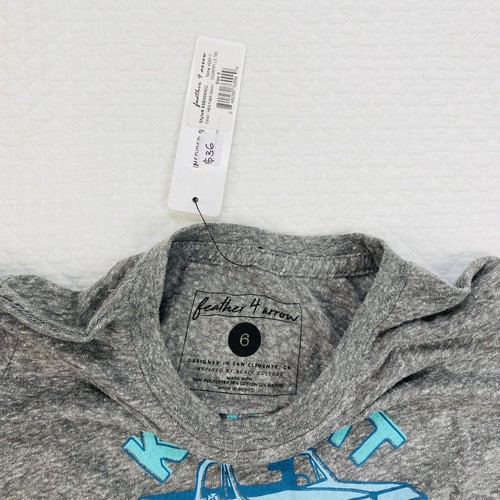 Feather 4 Arrow T-Shirt Kids Boys Sz 6 Heather Gray Keep it Country Long Sleeve - Picture 2 of 4