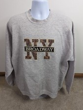 Vtg 90s New York City NY Broadway Sweatshirt Gray USA Made Jumper XL Crewneck