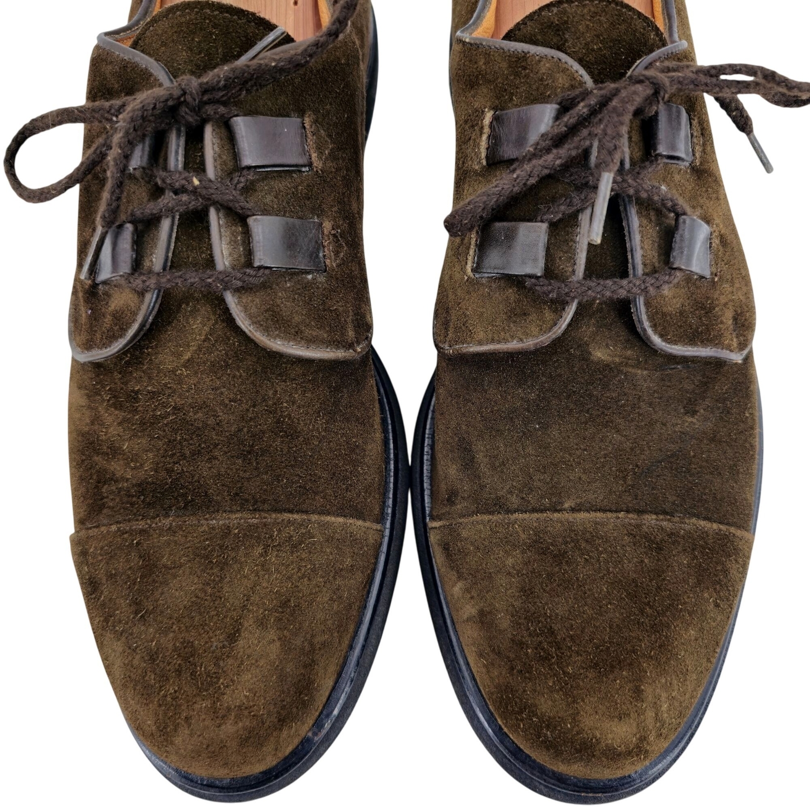 SAOLA Scarpe eleganti vintage Bally Switzerland marrone scamosciato uomo 10 5 punta a cappuccio Derby Oxford