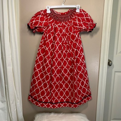 Lolly Wolly Doodle Red White Smocked Moroccan Holiday Dress