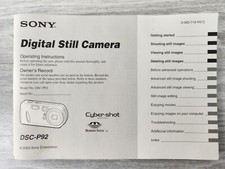 SONY Cyber-shot DSC-P92 Digital Still Camera "Operating Instructions"