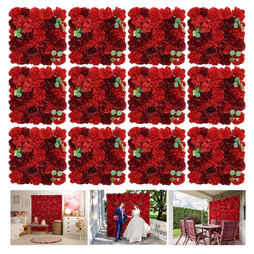Artificial Flower Panels for Wall Backdrop 12Pack- 3D Floral Mat Silk Rose