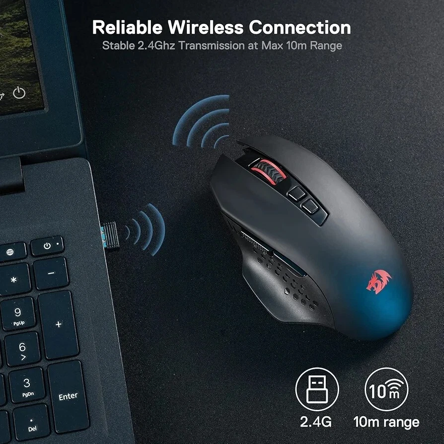 Redragon M656 Gainer Wireless Gaming Mouse, 4000 DPI 2.4Ghz Wireless Gamer Mouse - Image 3 of 4
