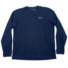 Rapha Mens Large T-shirt Black Long Sleeve 100% Cotton Embroidered Logo Cycling
