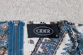 Cider Crop Top Womens S Blue Brown Paisley Boho Corset Bustier Festival Y2K Boho