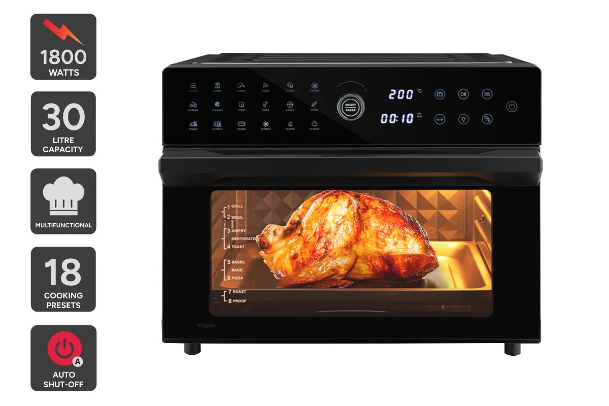 Kogan 30L XXXL Digital Air Fryer Oven, Black