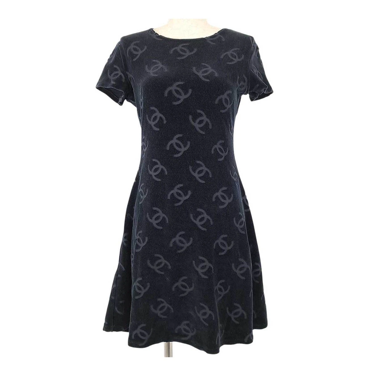 Chanel — CHANEL COCO Mark Velour Dress Women black 【A】