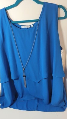  Notations Womens Sleeveless Blue Blouse Size XL With Tag