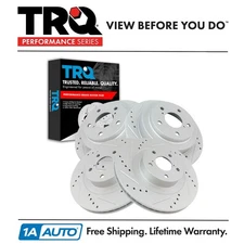 TRQ Performance Drilled & Slotted Front & Rear Zinc Coated Brake Rotor Set