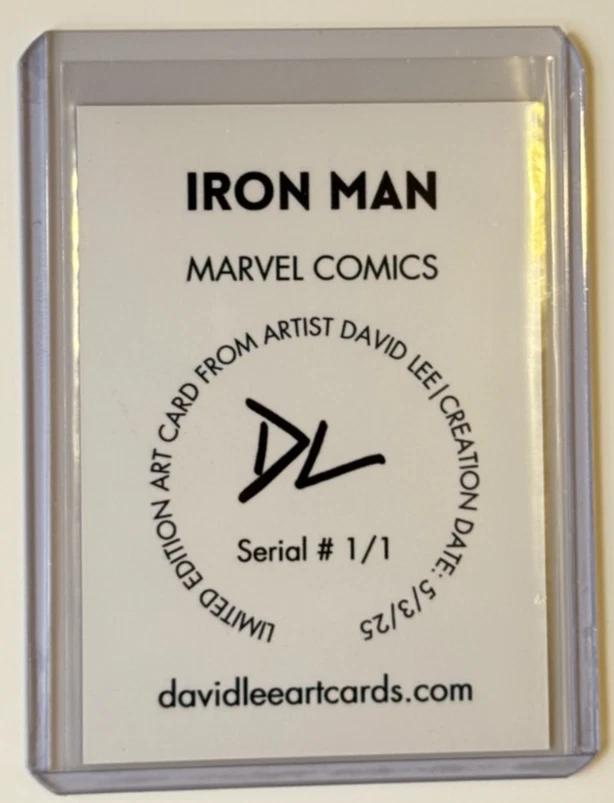 Cartão comercial "Marvel Comics" assinado por artista folheado a ouro limitado do Homem de Ferro 1/1 - Imagem 2 de 2