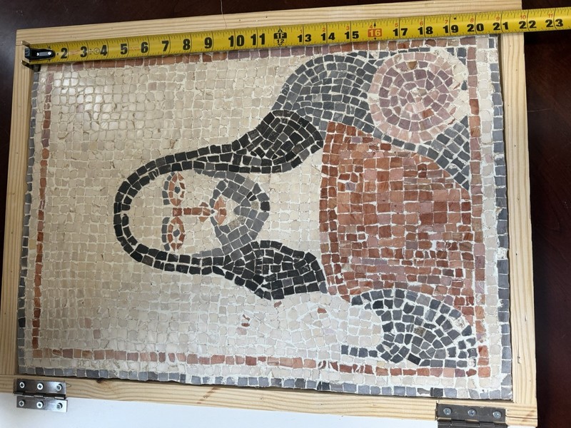 Handmade Natural Stone Mosaic from Al-Maghtas Jordan Religious Art 21x15 inch 
