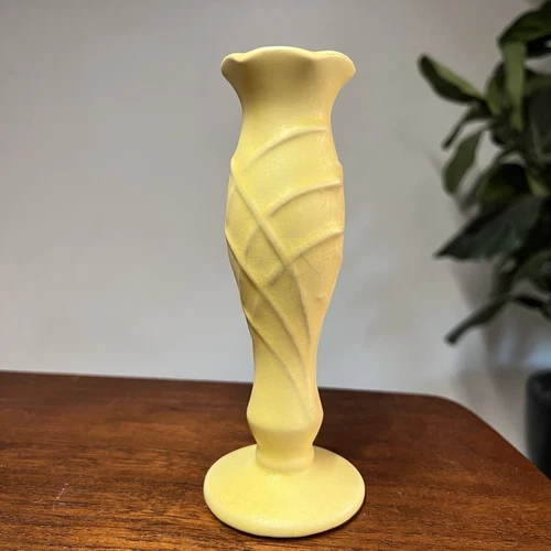 McCoy Pottery 1950s Matte Butter Yellow Bud Vase 6.75" MCM MCP