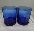 Anchor Hocking Essex Cobalt Blue Rocks Glasses - SET OF 2 - Vintage 10oz