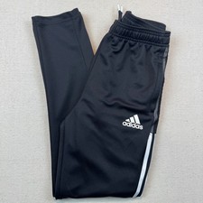 Adidas 13-14Y Track Pants Youth Black Striped Tapered Joggers