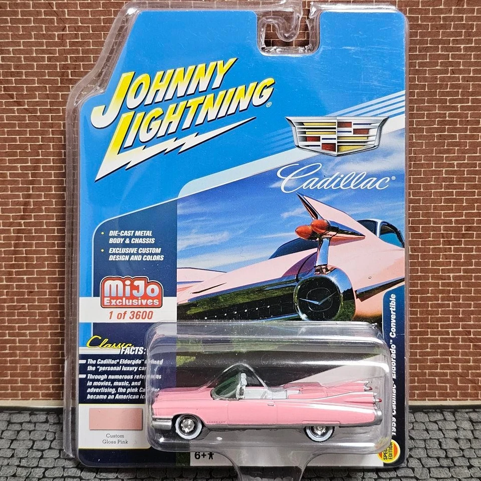 Johnny Lightning 1959 Cadillac Eldorado Cabrio 1/64 rosa Mijo aperto - Immagine 2 di 4