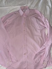 Yves Saint Laurent Made In Italy Dress Shirt Pink Mens 15.5 Checkered