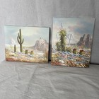 Pair of Original Acrylic Painting On Canvas Signed Desert Scene On Canvas 8x10