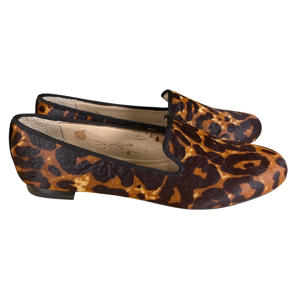 Mocasín de cuero Antonio Melani sin cordones talla 8M estampado de leopardo pelo de becerro Foto 3 de 4