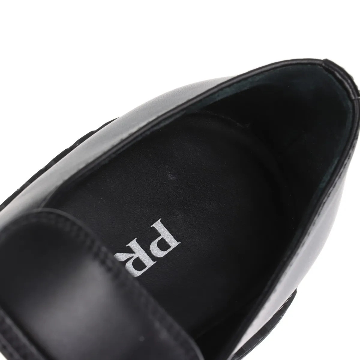 Prada double chocolate Leather Loafer 36 Ladies' Black Triangle logo thumbnail 17