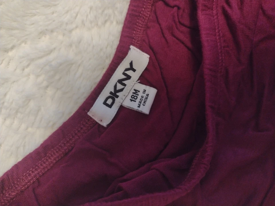 DKNY Babygirl Deep Plum Ruffle Dress And Panty  Size 18M New - Image 4 of 4