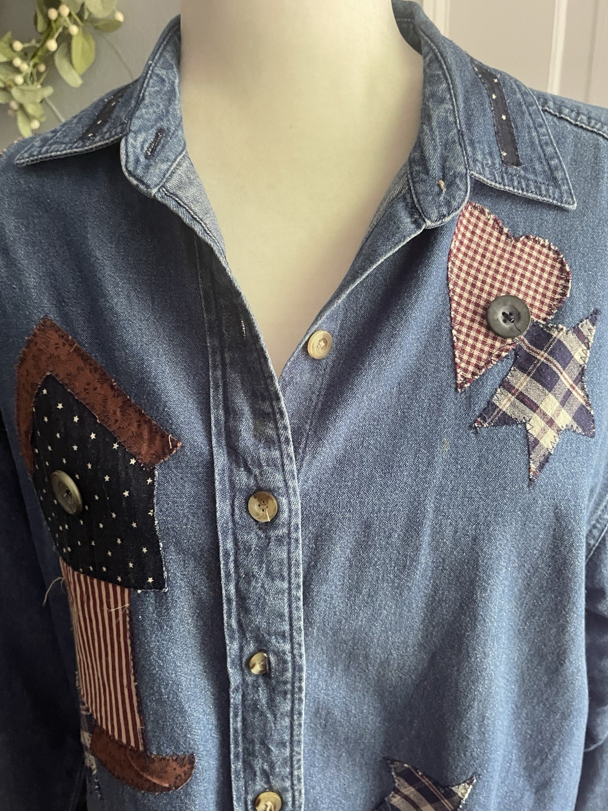 Vintage Patchwork Denim Button Down - image 13
