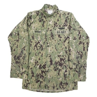 M&M MANUFACTURING Herren Militärjacke Digital Camo Grün S Baumwollmischung Knopf