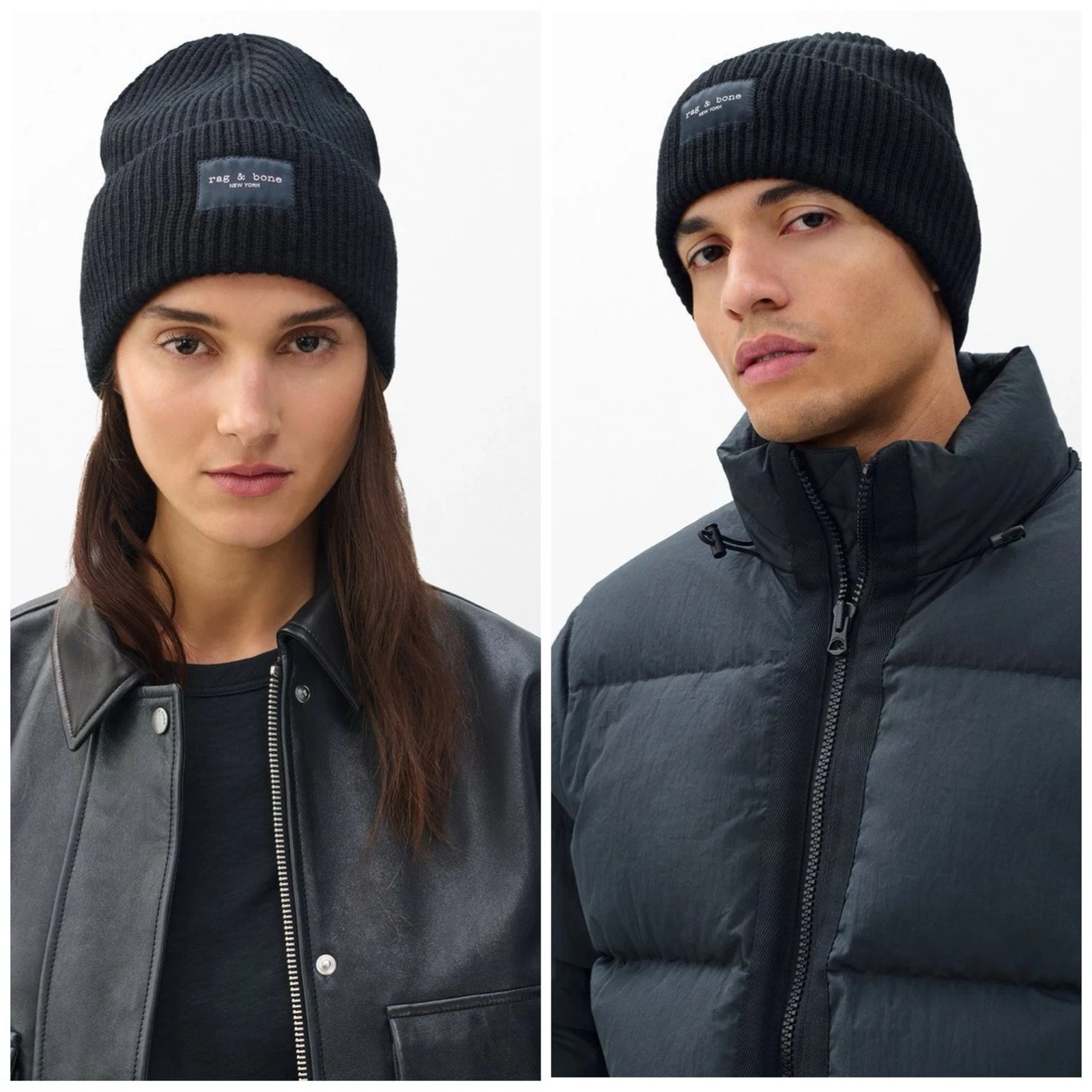 NWT Rag & Bone $98 Blake Wool Beanie In Black One Size