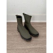 Rag Bone Shiloh Sport Boots Olive Green Rubber Lug Sole Ankle Boots 38.5