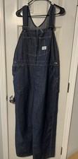 Vtg Sears Tradewear Blue Bib Overalls Mens Union Made Button Fly USA Size 38-30