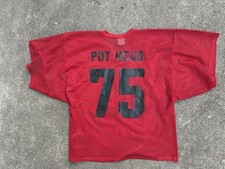 Vintage 70s Pot Head Mesh Football Jersey USA Made L/XL JR INFERNO