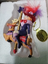 2016 Red Hat Society Christmas Ornament Lady on Reindeer Carousel 4.25" w/ Tag