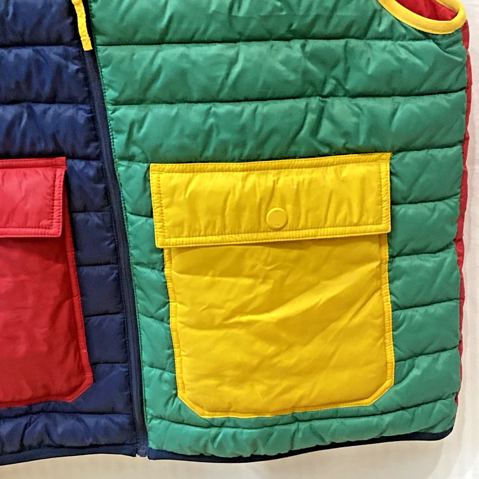 Tommy Hilfiger Chaleco Para Hombres Talla L Amarillo Bloque de Color Cremallera Completa Puffer Bolsillo Aislado Foto 4 de 4