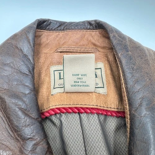 Vintage LL Bean Mens M Brown Leather Barn Jacket Distressed Heritage Workwear image 8