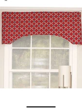 Darby Home Co. Scalloped Window Valance Red Blue Geometric Cotton Blend 15”x51”