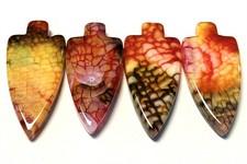 ZZ01202 43x20x5mm 4pcs Colorful Fire Dragon Veins Agate Arrow Pendant Bead