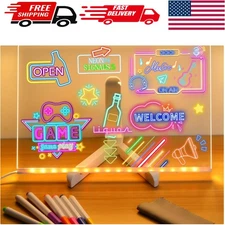 Colorful LED Message Board with Acrylic Finish, 11.8x7.9 in, Dry Erase Fun