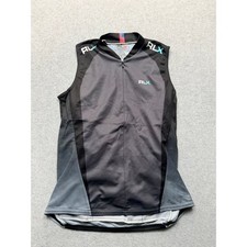 RLX Polo Sport Ralph Lauren Womens Black Grey Cycling Jersey Top Size M USA Made